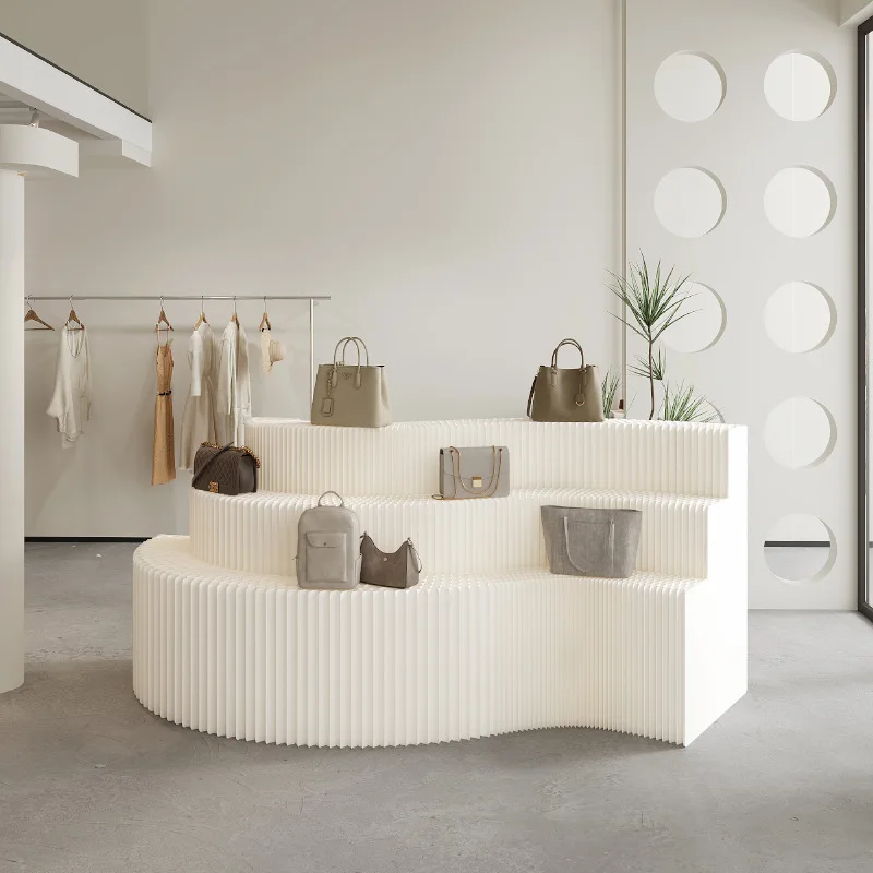 Multi-layer strip mid-island platform, folding display cabinet