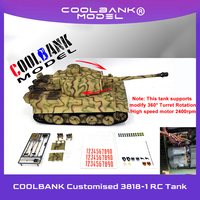 Coolbank 1/16 7.0 Henglong Upgrade Tiger I RC Tank 3818 360°Turret Barrel Recoil Tank Model for Adults BB Shooting Airsoft Tanks