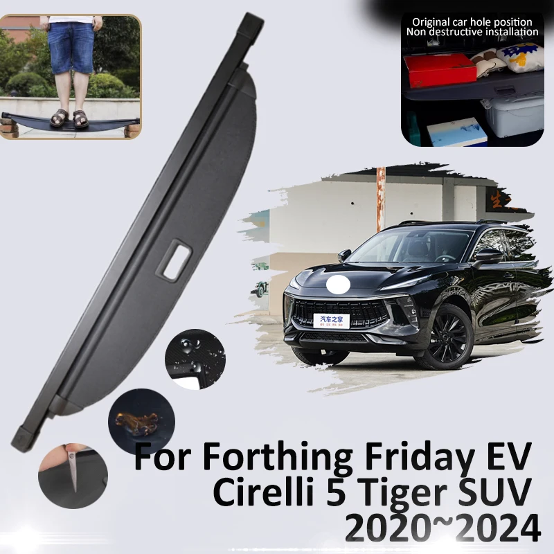 Car Trunk Curtains For Forthing Friday EV Cirelli 5 Tiger SUV  2020 2021 2022 2023 2024 Car Accessories Rear Tray Cargo Cover