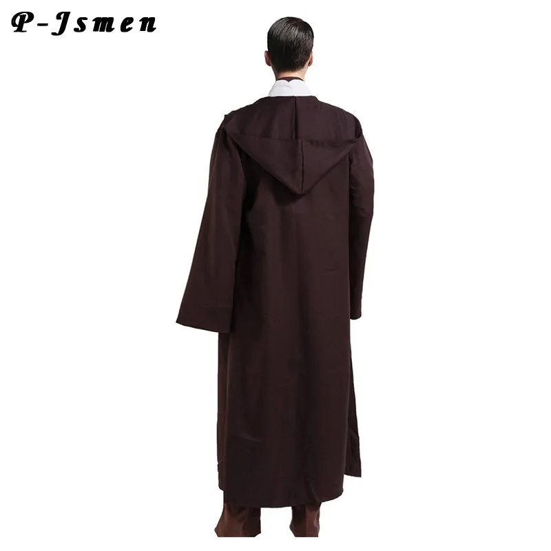 P-Jsmen Movie Star Robe Obi Wan Cosplay Costume Tunic Robe Full Set Halloween Hooded Cloak Robe Uniform For Unisex Big Size XXXL