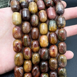 Large Natural Stone Picasso Jaspers Barrel Nugget Beads For DIY Jewelry Making
