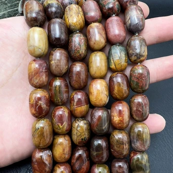 Large Natural Stone Picasso Jaspers Barrel Nugget Beads for DIY Jewelry Making