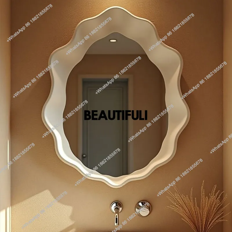 Nordic bathroom mirror intelligent irregular wall wall hanging vanity mirror light luxury entrance decorative mirror