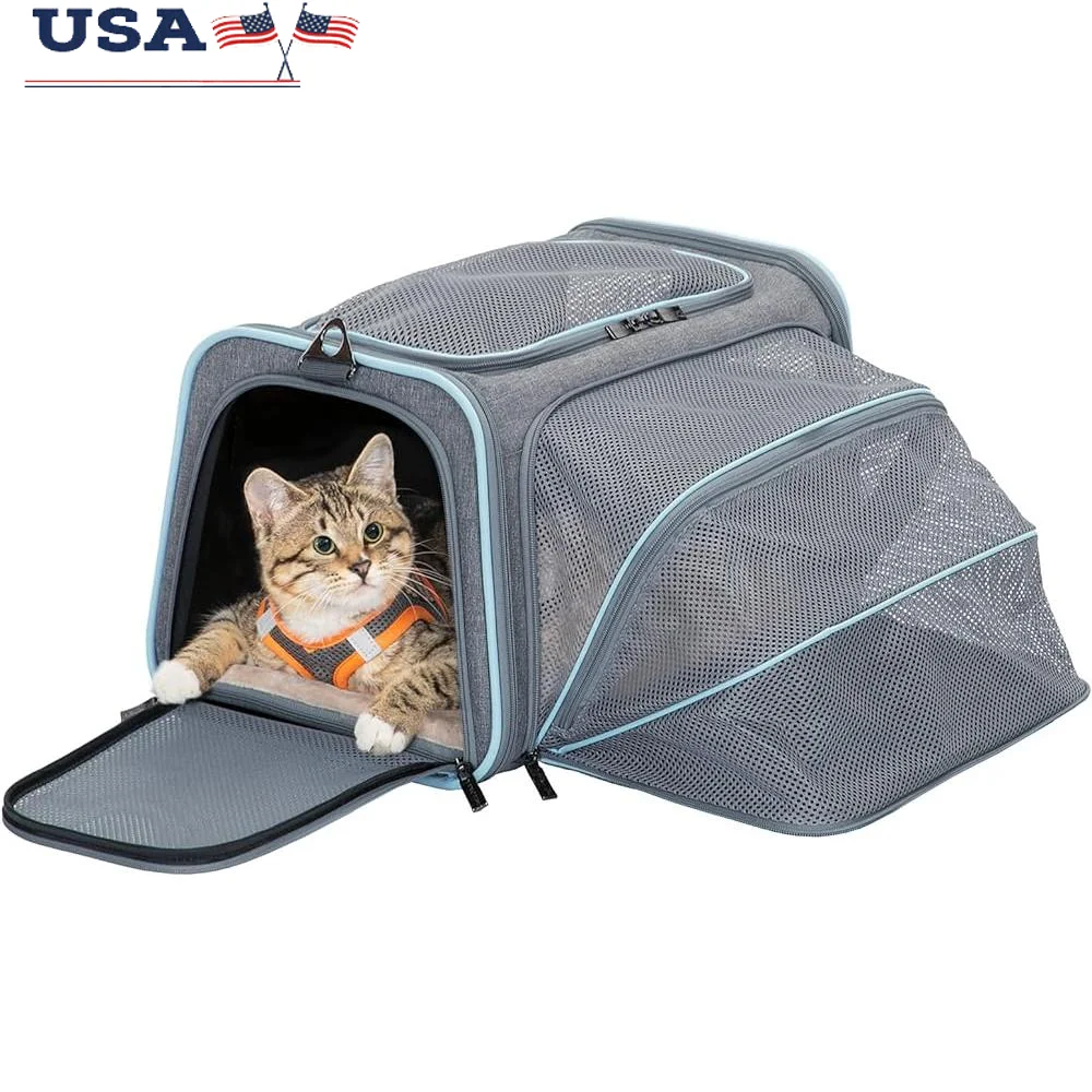 

Soft Cat Carrier Airline Approved Expandable Pet Carrier Foldable Lightweight Travel Carrier Cats Dogs Rabbits with Removable