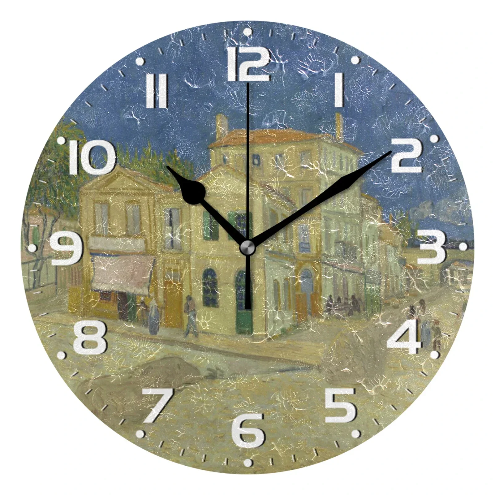 Van Gogh Oil Painting Art Round Wall Clock Silent Non-Ticking Hanging Wall Watch For Living Room Bedroom Quiet Desk Clock Decor