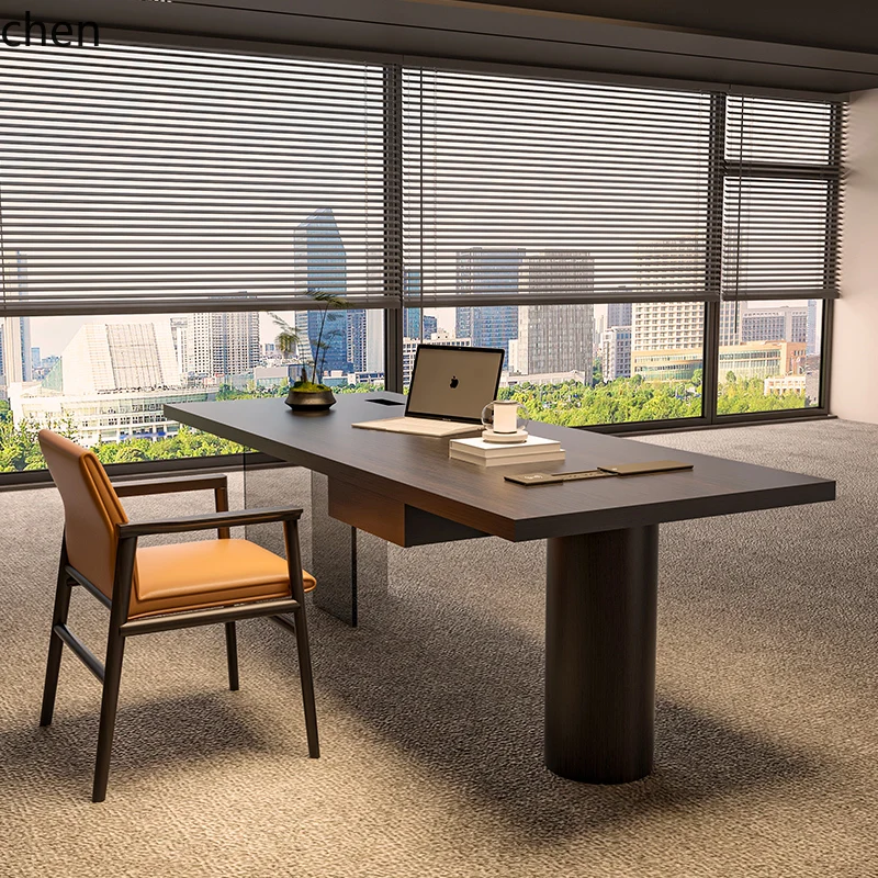 

HXL minimalist desk long workbench solid wood light luxury computer desk