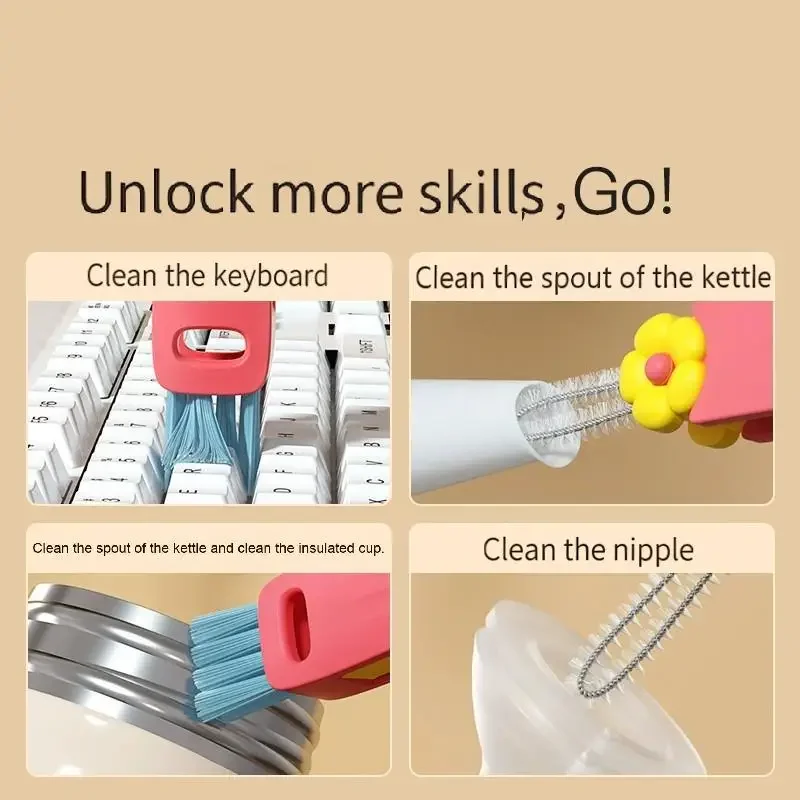 6XDD User friendly Cup Lid Cleaner 3 Way Design Scraping Scrubbing Wiping Kitchenwares Plastic Tool