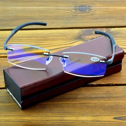 Rimless Luxury Tr90 Temples Rectangular Simple Diamond Cut Multilayer Coating Men Women Reading Glasses +0.75 To +4