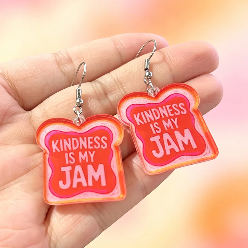 Cute Toast Shaped Acrylic Earrings 