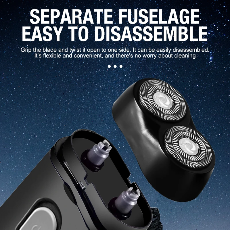 Double Headed Men's Shaver Electric Type-C Rechargeable Shaver Floating Blade Small, Portable, High Horsepower image 4