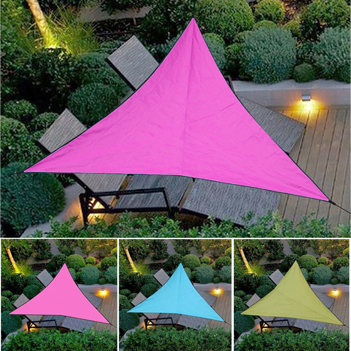 

3 Meter Sunscreen Canopy Cloth Shade Patio outside Sail Uv Fold Shelter Tent Waterproof Triangle Outdoor