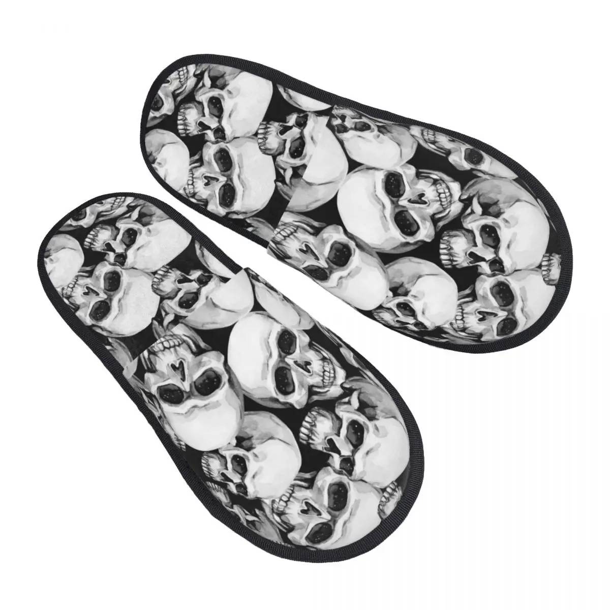 

Тапочки с акварельными черепами для женщин и мужчин, пушистые зимние теплые тапочки, домашние тапочки