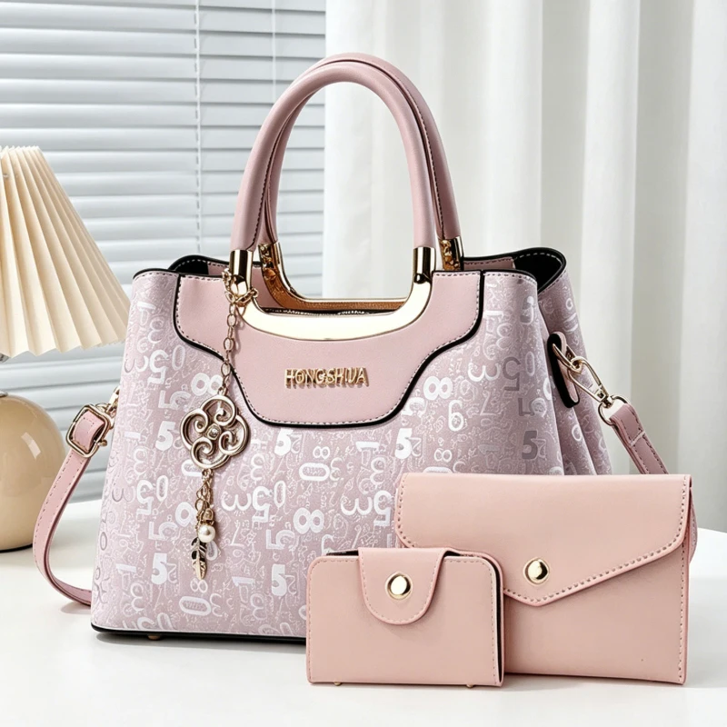 3-piece Fashion Women's Handbag Set, Light Luxury Digital Print Crossbody Bag for Women, Large Capacity Multi-Pocket Shoulder view 6
