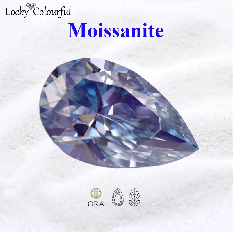 Moissanite bentuk pir kualitas terbaik warna Lavender VVS1 dengan sertifikat GRA untuk DIY jimat manik bahan liontin pembuatan perhiasan