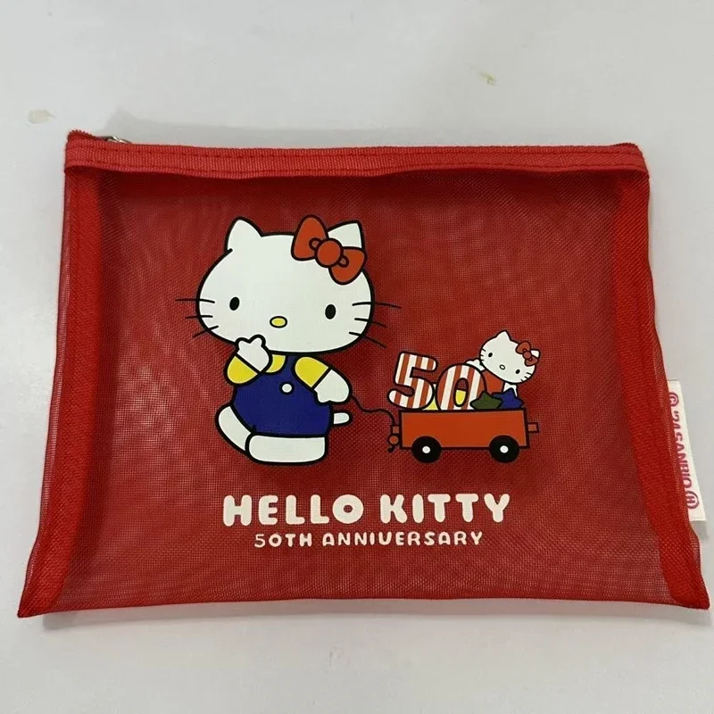Kawaii Charm Net tela lindo Kawaii HK bolsa de maquillaje almacenamiento portátil lindo coreano japonés estético gatito bolsa de almacenamiento regalo