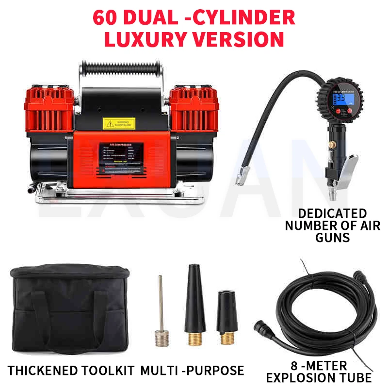 Household Commercial Car Air Pumps 60 Two Cylinder Air Compressor Vehicle Car Inflators Off Road High Pressure Tire Inflators