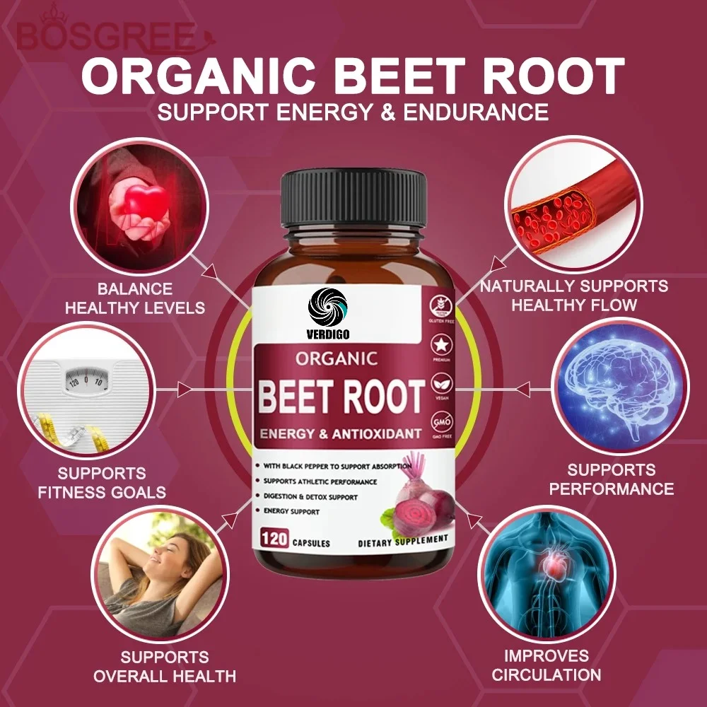 Beetroot Capsules-Beetroot Supplements with Vitamin C,B12 &B3-Supporting Blood Circulation,Exercise Ability,Digestion&Immunity