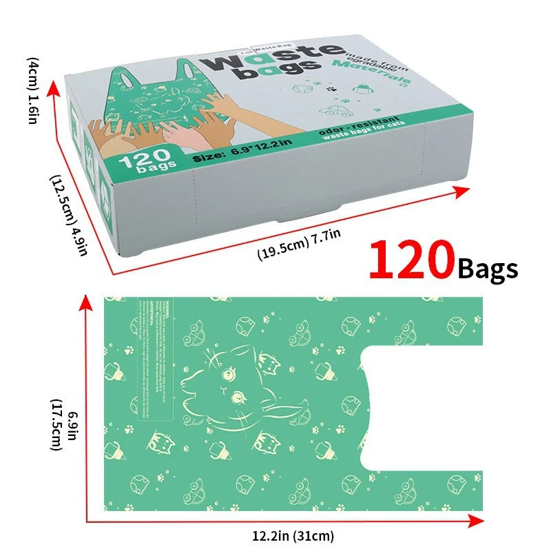 120枚-箱-使い捨てゴミ袋-香り付きおむつ袋-おむつ袋-集塵袋-ベストバッグ-箱入り-引き出し式