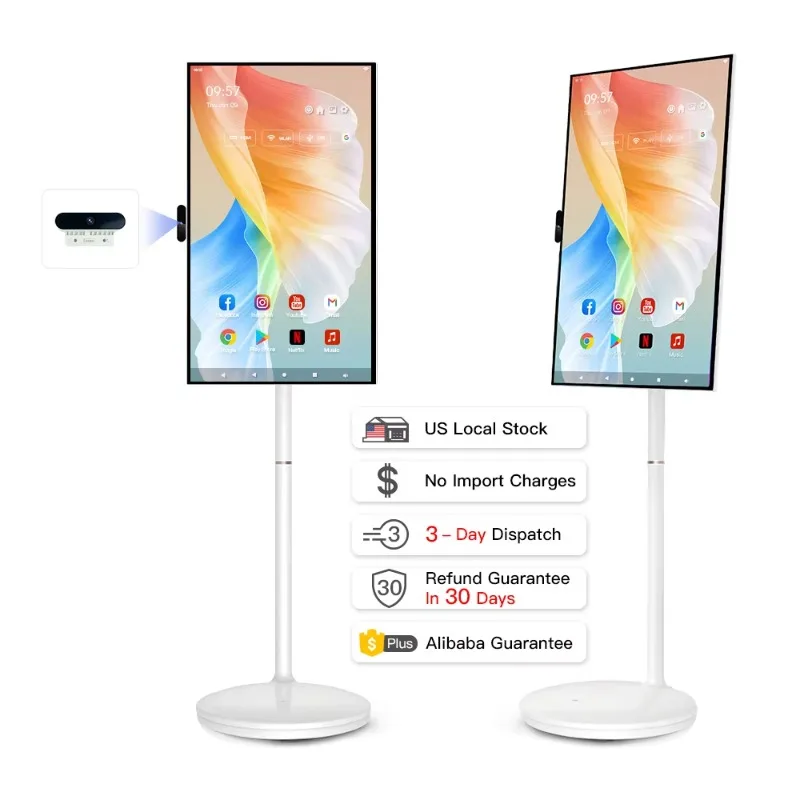 

32-Inch 128GB Portable Smart TV 13MP Camera with Remote Control Android OS Full Rotary Movie Night Camping TV
