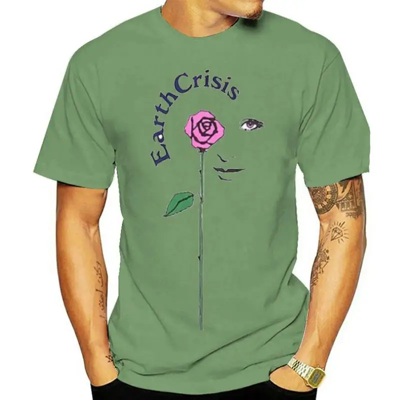 Camiseta con estampado Vintage de Noé Nyc Earth Crisis, camisa clásica con logotipo de núcleo cruzado, flor Rosa Floral, Cdg