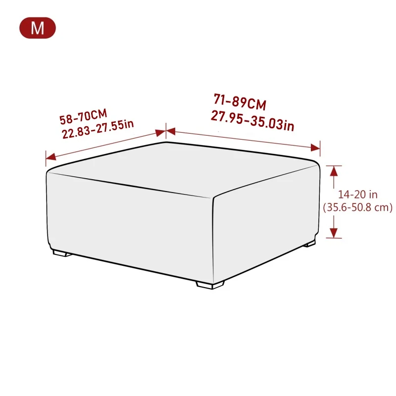 Jacquard Stretch Ottoman Cover S/M 2 Size Living Room Sofa Footrest Stool Slipcover Anti-scratch Pouf Covers Home Decoration