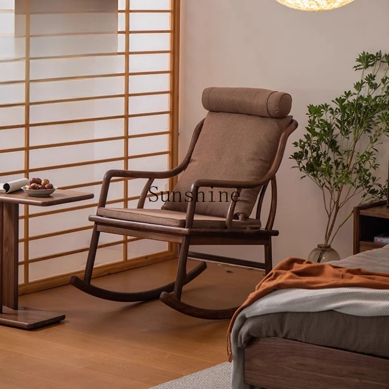 

Large and small apartment household living room balcony sofa walnut leisure lounge chair