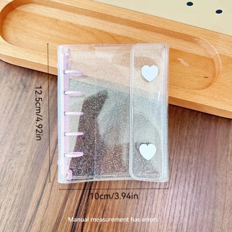 Loose Leaf Folder, Diary, Sketchbook, Diary, Office Supplies, M5 5-hole Glitter Pink, Black Transparent Loose Leaf Folder