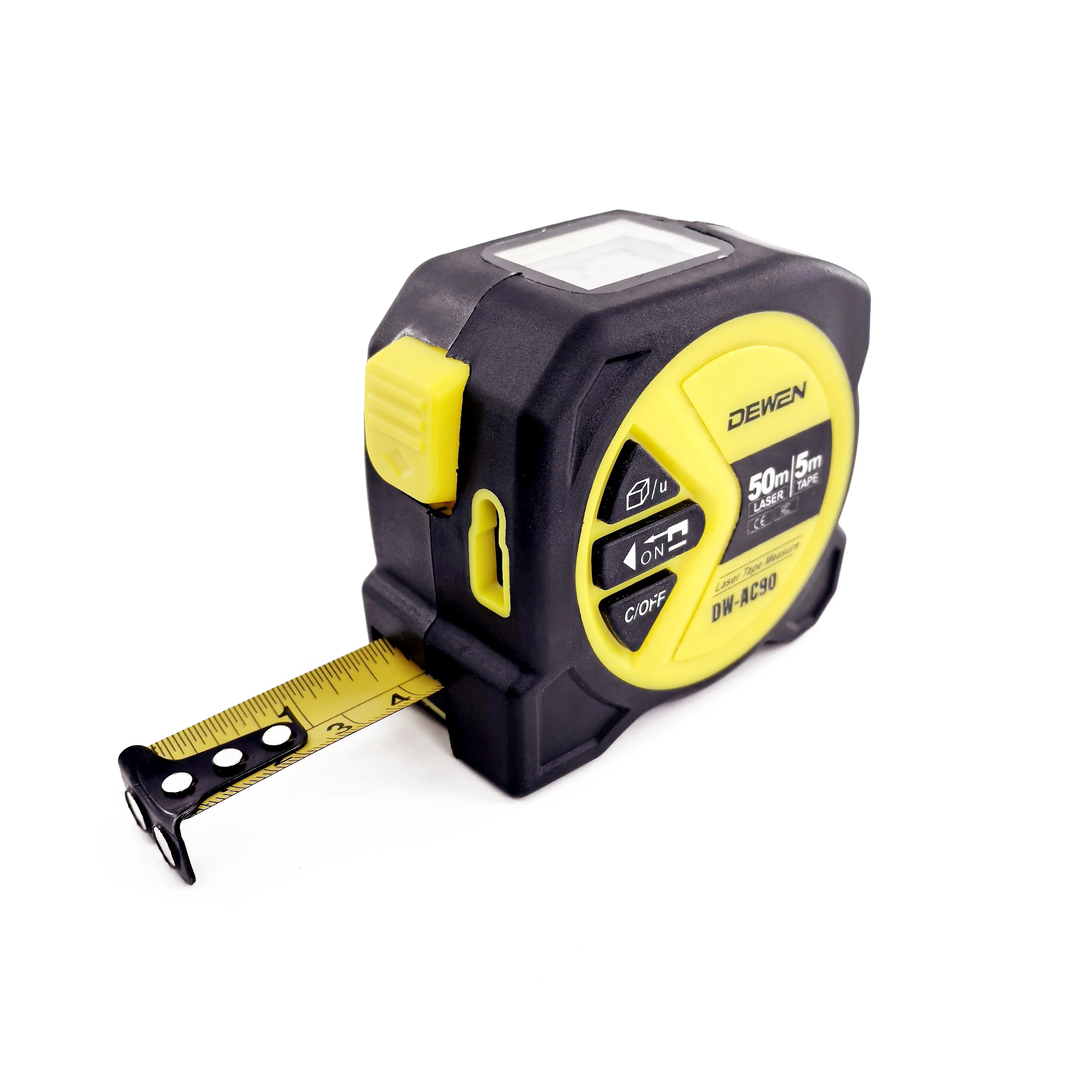 2026 Hot！DEWEN 2-in-1 Digital Tape Measure 2mm Accuracy 50m Range Ft/in/M Units USB Rechargeable Battery High Measurement