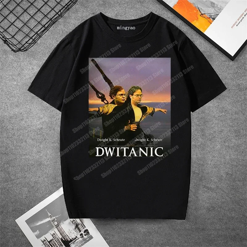 Funny Summer Vintage Men Clothing Titanic Dwight Schrute Dwitanic Graphic Tshirts Women Men Fashion Casual Tshirt Camisetas Tops