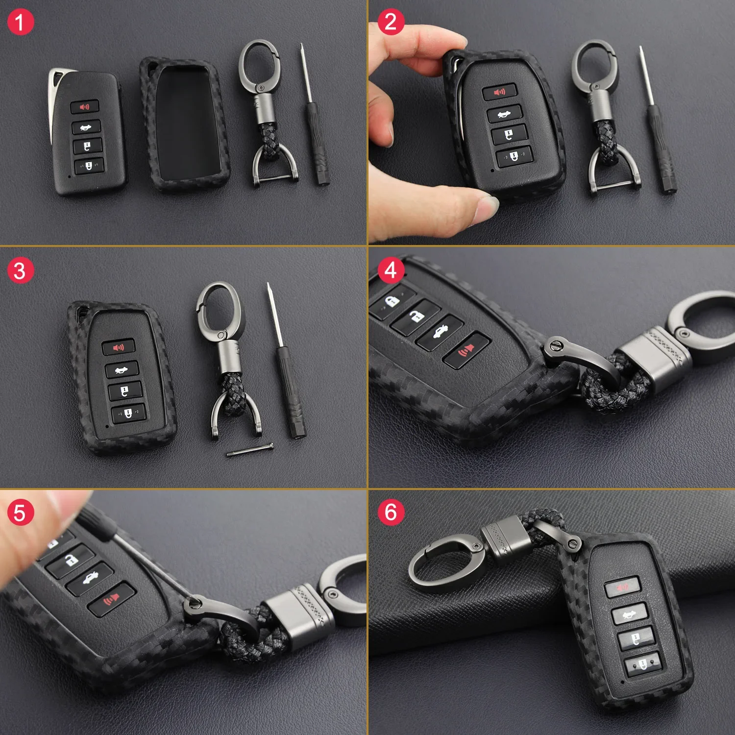 Car Key Fob Chain Case Cover Accessories For Lexus IS ES NX RX GS LX RC 200 250 300 350 Carbon Fiber