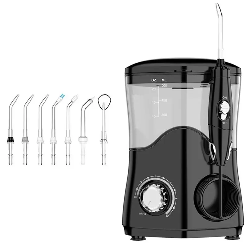 

Water Flosser 600ML Professional With 7 Nozzles High-Pulse Oral Irrigator For Teeth Whitening, Implants Gum Care EU Plug