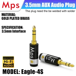 HiFi MPS Eagle-4S 3poles 3.5mm Audio 24KGold-Plated headphone plug 3.5  Connectors jack Connector plug jack Stereo Headset 4mm