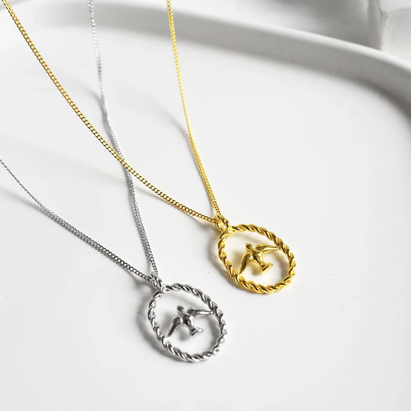 

S925 Sterling Silver Bird Necklace - Twist Flower Collarbone Chain Fashion Jewelry for Women