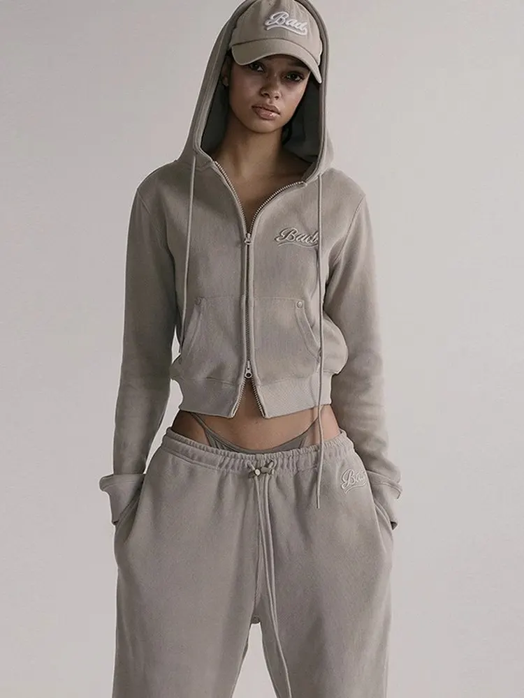 

Женская толстовка Bcac Series оверсайз в американском стиле с вышивкой, повседневная верхняя одежда, весна 2025, хлопок, на молнии, свободный крой