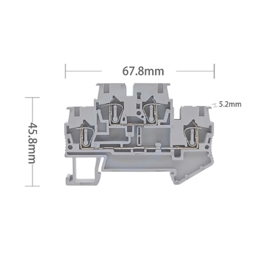 (5 pcs) STTB2.5 Double-Layer Spring Terminal Block, 2-in/2-out Quick-Connect Type, 2/2-Rail Pure Copper Terminal Block
