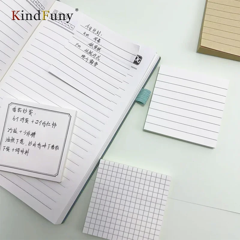 KindFuny Minimalist Sticky Notes Grid/Lined/Blank Note Pad Memo Pad Weekly Plan Diary Note Stationery