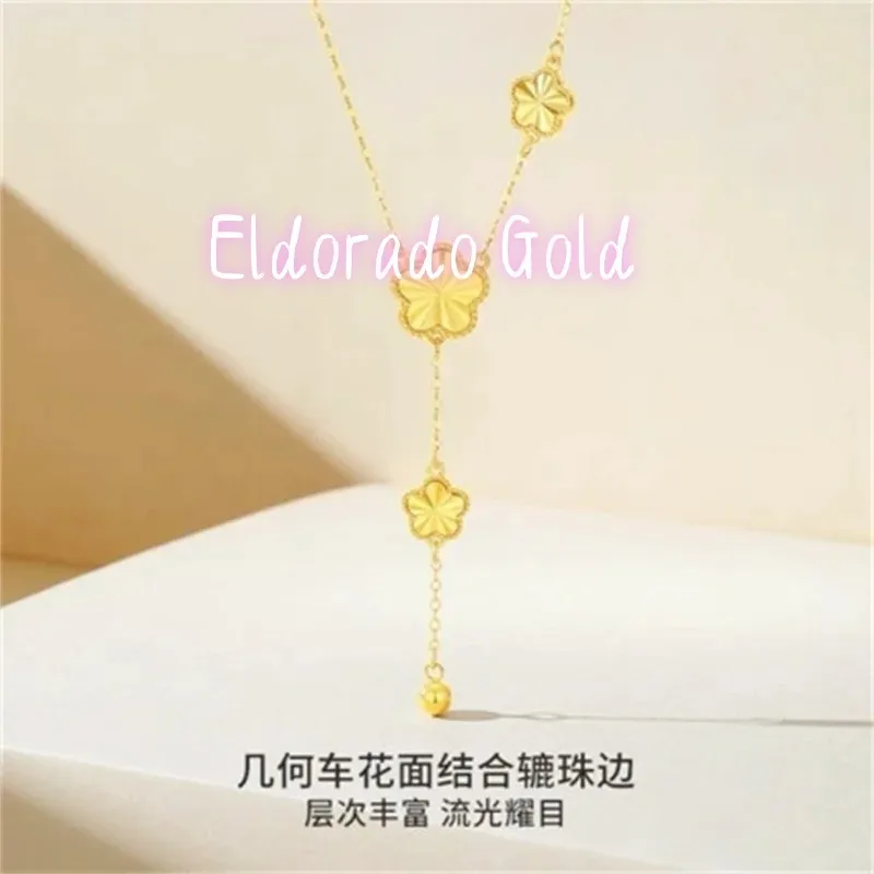 

Ожерелье Eldorado 2025 2025AU750 из 18-каратного настоящего золота с изображением цветка персика, универсальное и женственное, с замком-цепочкой, костяная цепочка, элитное ювелирное изделие