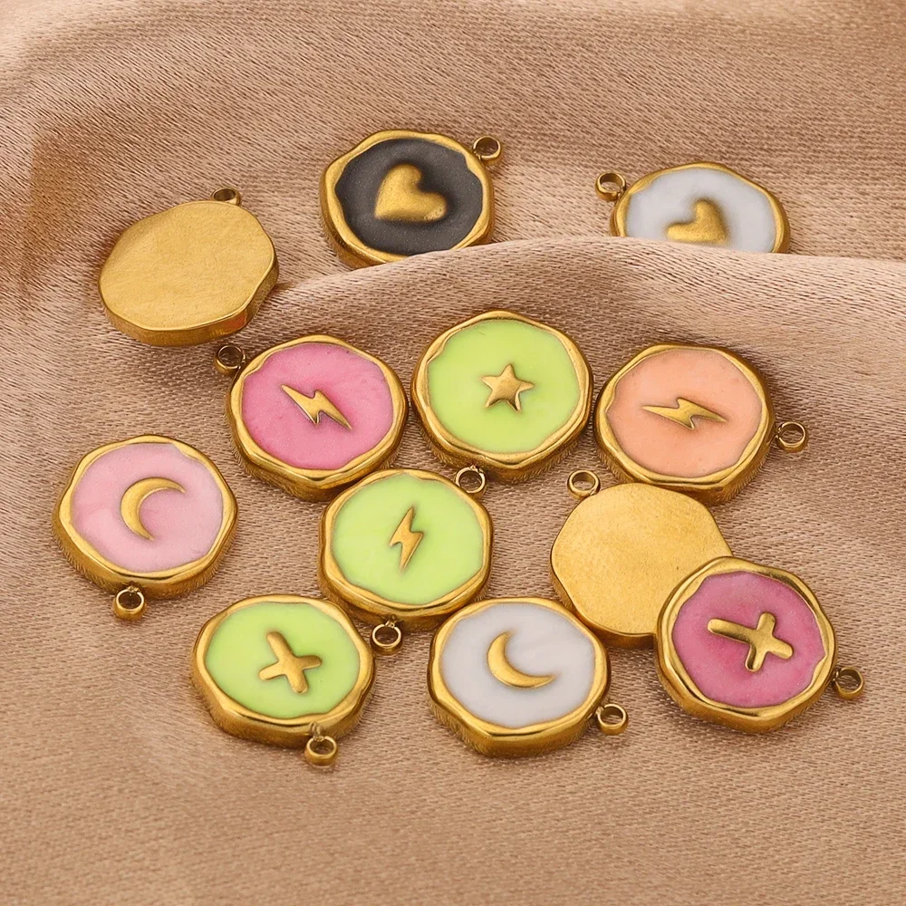 5pcs Stainless Steel Cross Star Lightning Enamel Pendants for DIY Medal Charms Earring Necklace Jewelry Making Supplies - Image 3