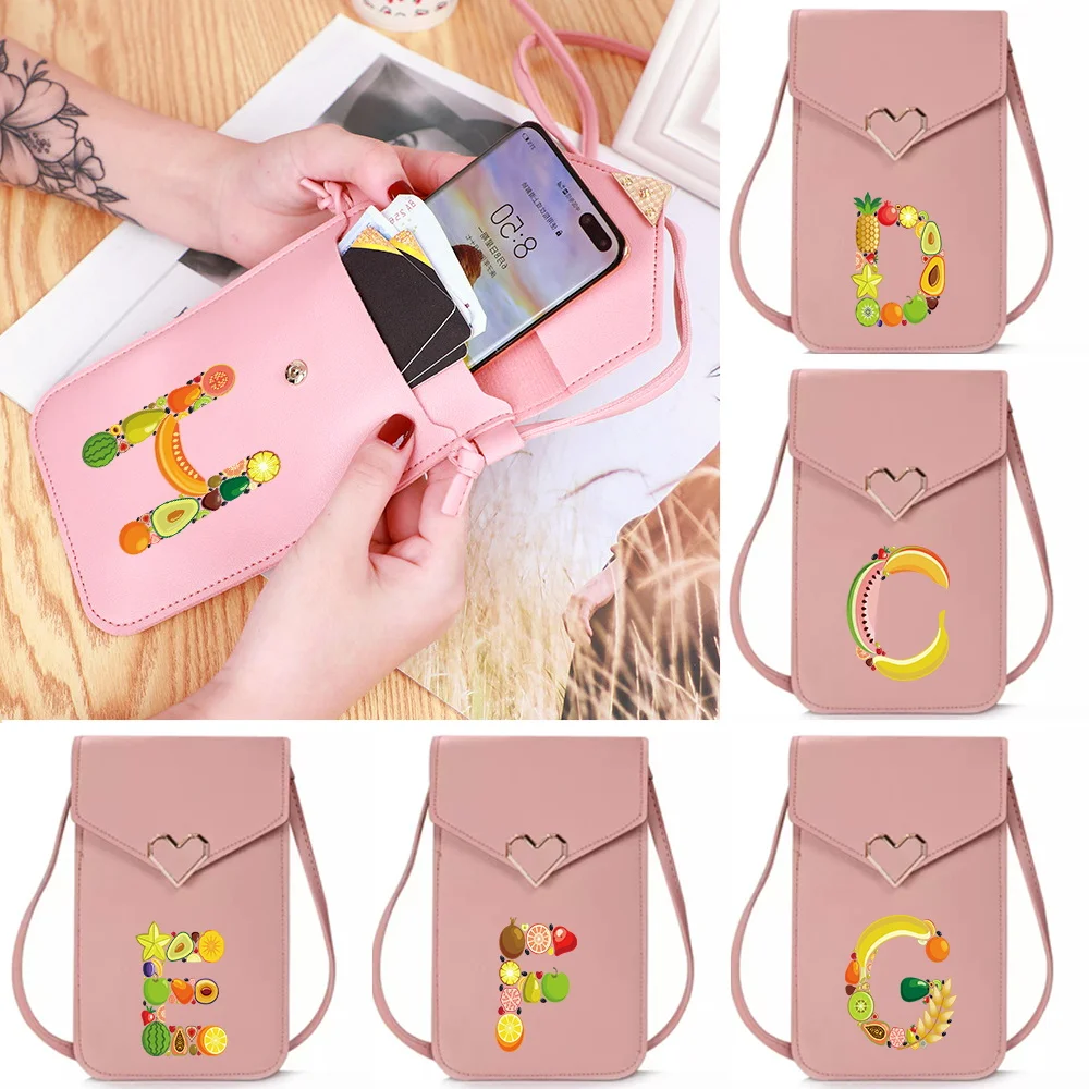 

Mobile Phone Bag Universal Transparent Touch Screen Fruit Letter Printing Double Layer Phone Case Commute Shopping Crossbody Bag