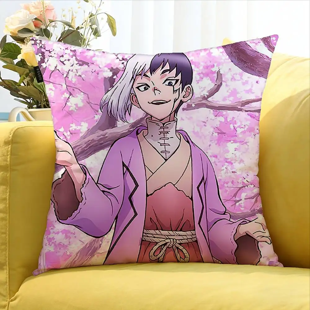 Anime Dr STONE Asagiri Gen Various Sizes Square Pillow Case For Car Home Bedchamber Decor
