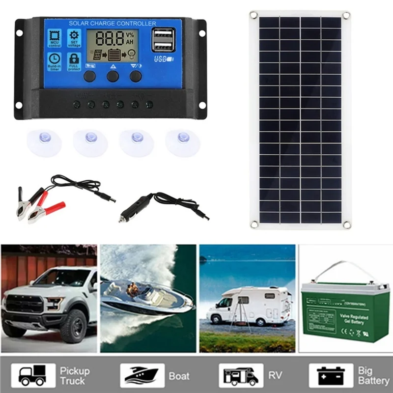 Panel solar de 15W Panel solar de célula solar de 12-18V para teléfono RV Coche MP3 PAD Cargador Suministro de batería al aire libre A