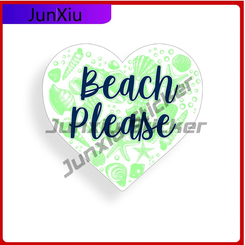 

Beach Please Heart Sticker Ocean Sea Cup Vehicle Decal Cute Waterproof Vinyl Car Laptop Window Bumper