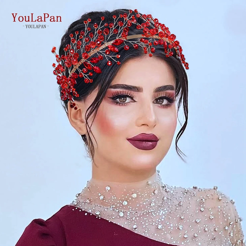 

YouLaPan Wedding Crystal Crown Rhinestone Hair Hoop Bride Hairbands Bridal Tiara Banquet Headband Vintage Hair Accessories HP911