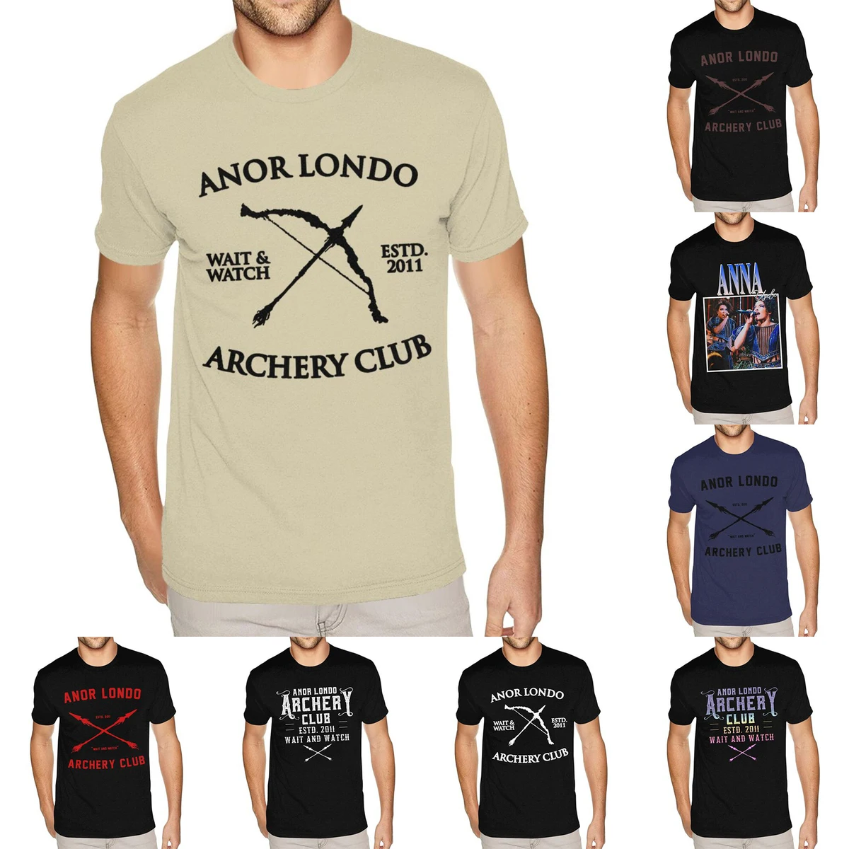 

Printed Anor Londo Archery Club Tees Shirts Men's Custom Printing Short Sleeve Pure Cotton Navy Blue Round Neck T-Shirts