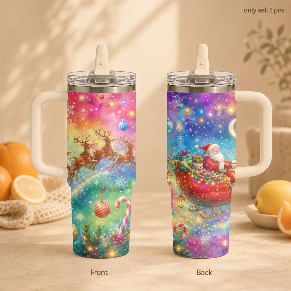 Christmas Tree Snowflake Vacuum Flasks 40oz Thermal Tumbler with Handle Stainless Steel Vacuum Insulated Water Portable Mug Cup