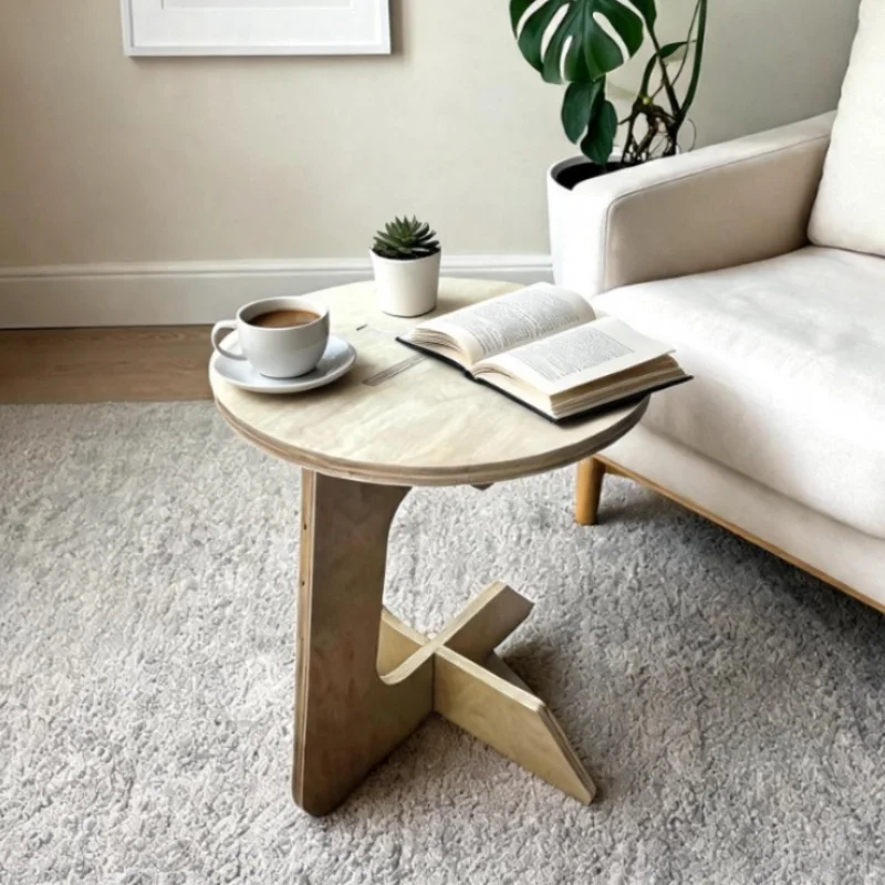 Nordic Coffee Tables Simple Small Round Cross‑shaped Support Frame Sofa Side Coffee Tables Nightstands Living Room Furniture