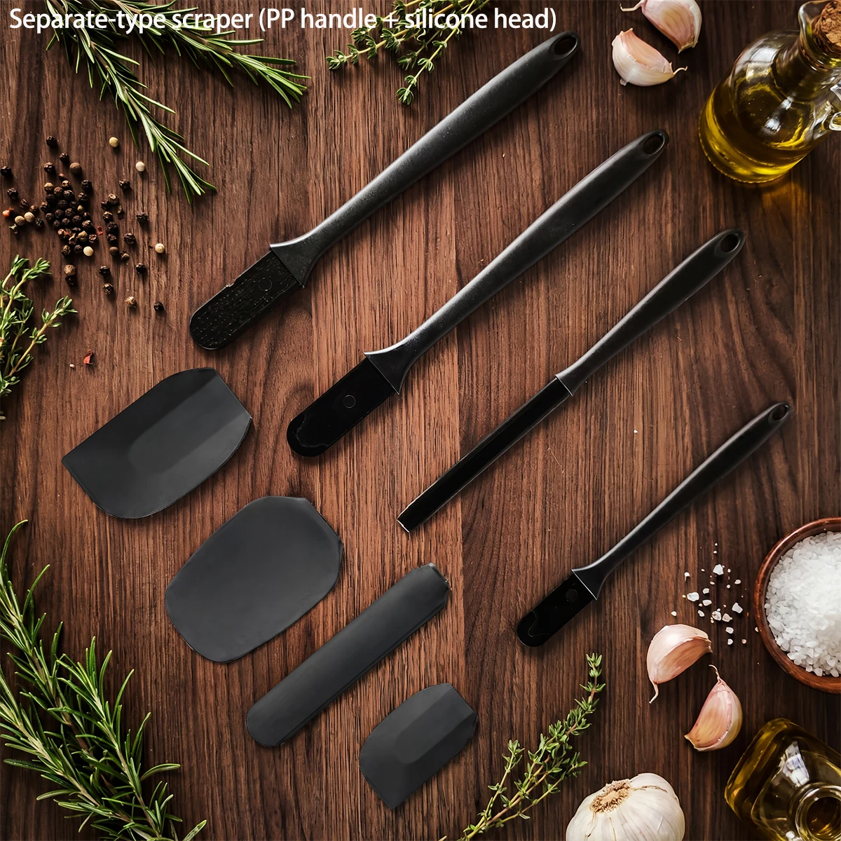 

Silicone kitchenware 6-piece set, cream scraper, spatula, oil brush, size scraper set baking tool，Non-integrated hand