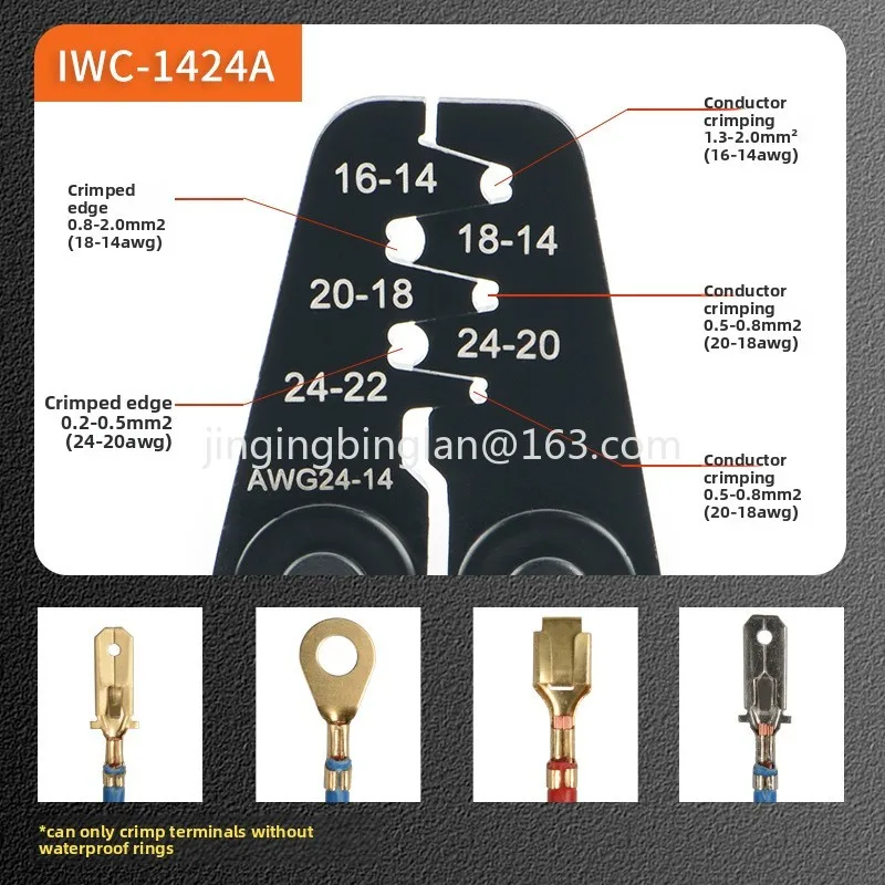 IWS-1424A Crimping pliers for terminal connectors, plug-in crimping pliers tool