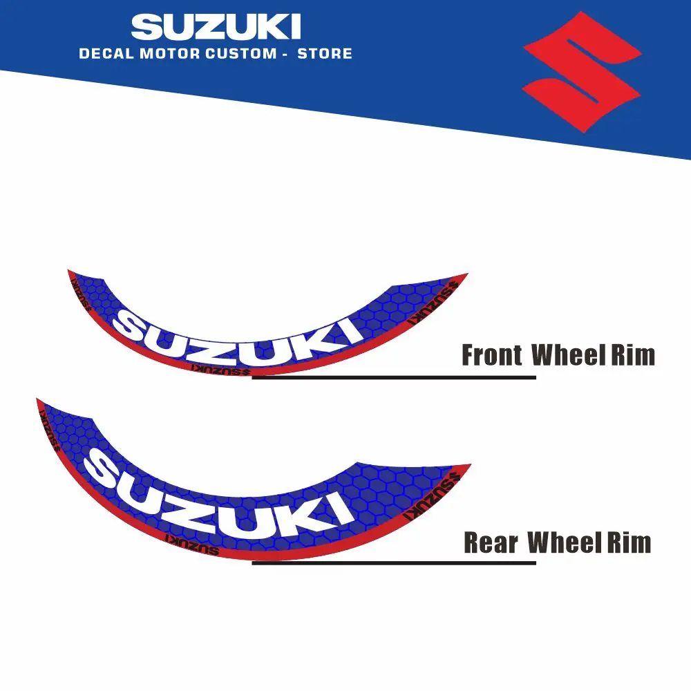 8 قطع خطوط شارات أمامية + حافة خلفية ملصقات شارات عجلة 2 قطعة شارات لسوزوكي كاتانا #6