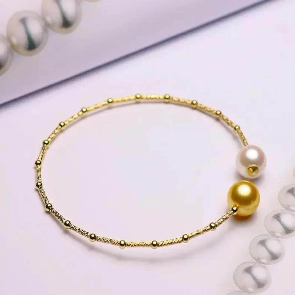 Elegant Pearl Bracelet 7.5-8 inch AAAA  8-9mm Natural Japanese Akoya Pearl Bracelet 18k/AU750